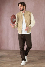 Schott's lambskin jacket: beige/off-white, snap closure, ribbed trims. - Image n°2