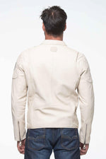 Ecru racing leather jacket - Image n°3