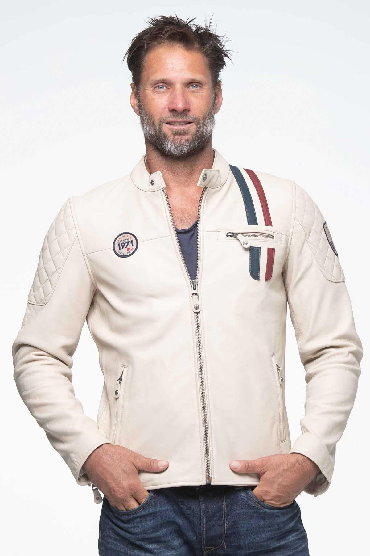 LENNY4 Ecru: soft, lightweight sheepskin jacket inspired by McQueen. - Image n°5