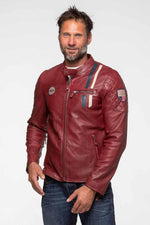 Dark red sheepskin jacket, inspired by Steve McQueen's Le Mans spirit. - Image n°4