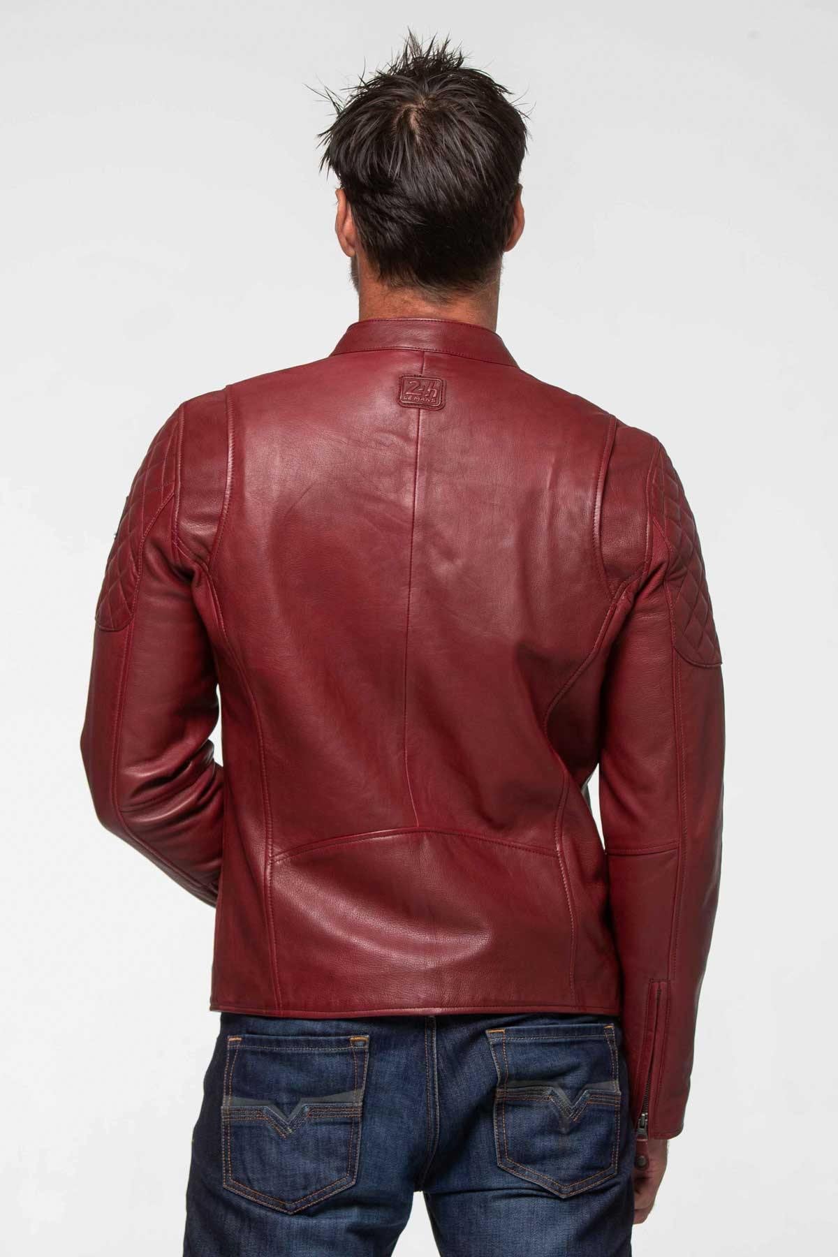Dark red sheepskin jacket, inspired by Steve McQueen's Le Mans spirit. - Image n°3