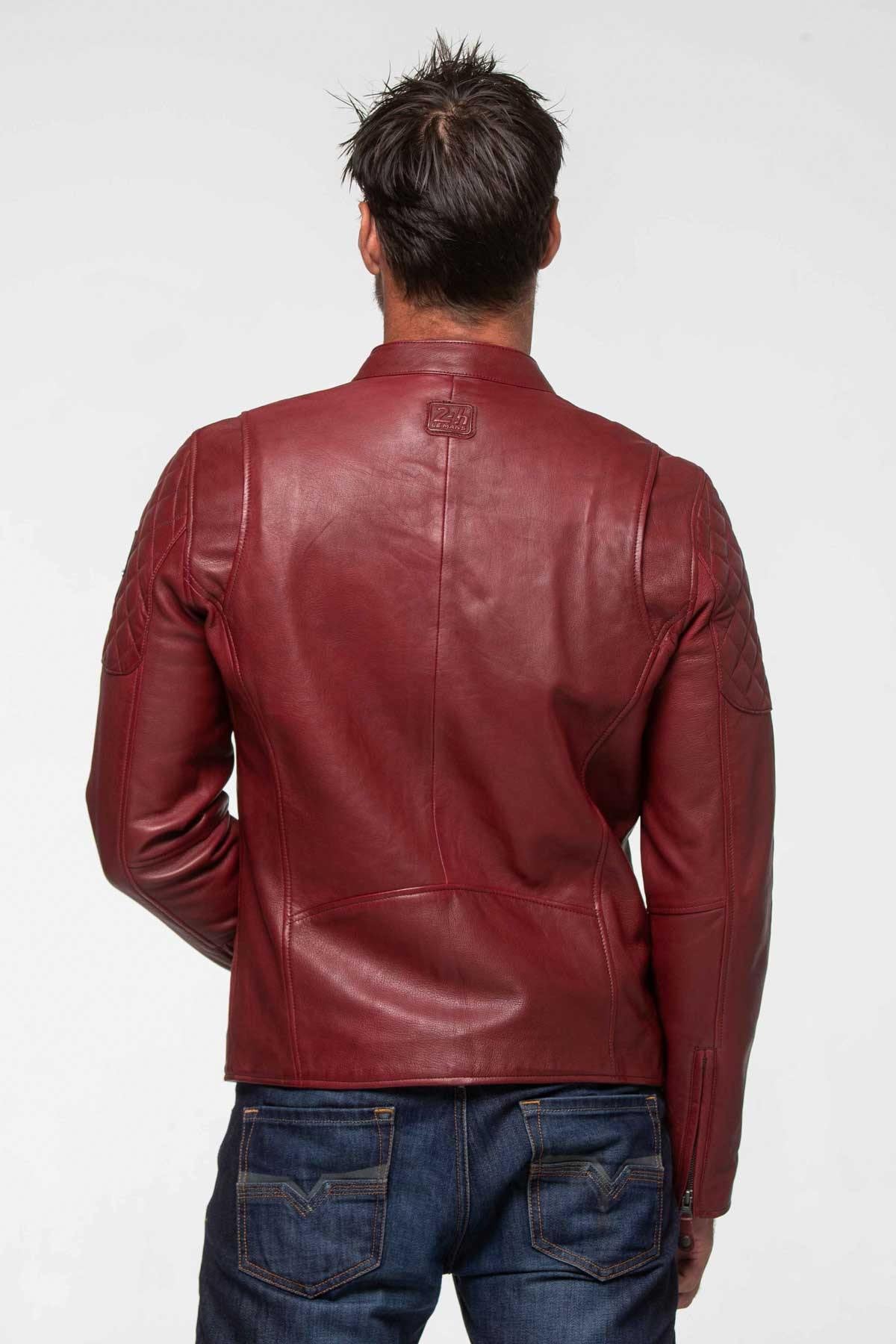 Dark red sheepskin jacket, inspired by Steve McQueen's Le Mans spirit. - Image n°3