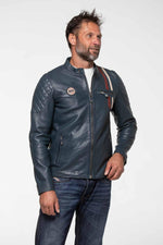 Royal blue racing leather jacket - Image n°5