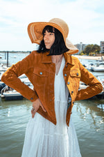 Shirt collar jacket in suede goat leather - Image n°1