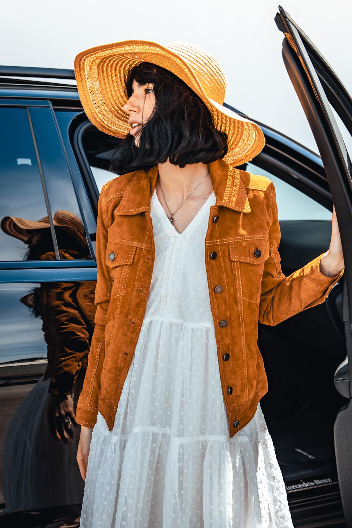 Shirt collar jacket in suede goat leather - Image n°3