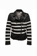 A black lambskin biker jacket, sleek and versatile with a regular cut. - Image n°9