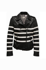A black lambskin biker jacket, sleek and versatile with a regular cut. - Image n°9