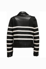 A black lambskin biker jacket, sleek and versatile with a regular cut. - Image n°10