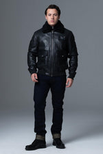 French Air and Space Force-endorsed lambskin aviator jacket in black. - Image n°4