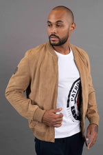 Slim goatskin suede jacket with Patrouille de France patch. - Image n°1