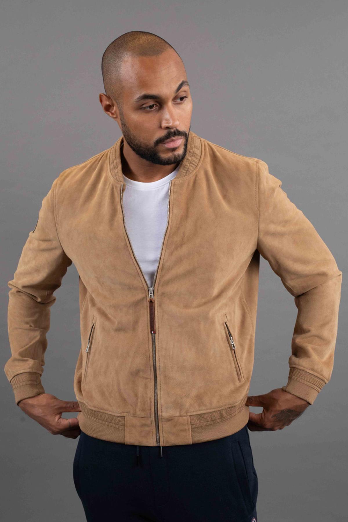 Slim goatskin suede jacket with Patrouille de France patch. - Image n°5