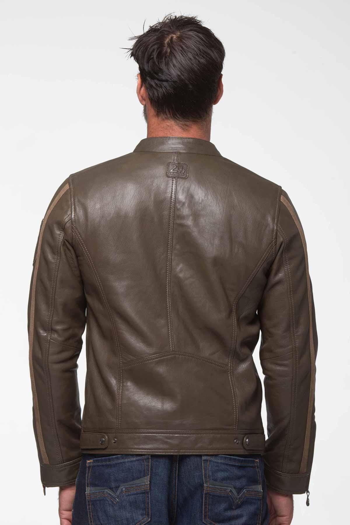 Sheepskin jacket in military green, inspired by Steve McQueen's look. - Image n°3