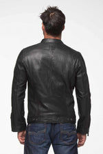 Steve McQueen black biker collar leather jacket - Image n°2