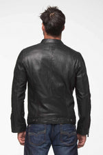 Steve McQueen black biker collar leather jacket - Image n°2