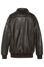 Washed lambskin aviator jacket. Oversized fit, zip and snap pockets. - Image n°4