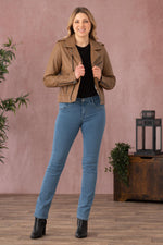 Slim-fit biker jacket in soft maroon washed sheepskin. - Image n°2