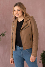 Slim-fit biker jacket in soft maroon washed sheepskin. - Image n°9