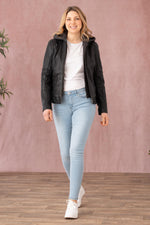 Soft black lambsheep leather jacket with hood. A year-round classic. - Image n°3