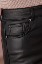 Black straight-cut leather pants - Image n°11