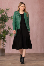 Slim biker jacket in lambskin. Holly Green, waxed finish. - Image n°2