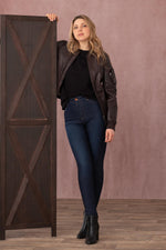 Rich brown lambskin jacket, slim fit, bomber collar and zip pockets. - Image n°2