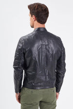 Black lambskin biker jacket, sleek and moto-inspired. - Image n°5