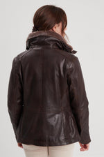 Slim aviator jacket in russet washed lambskin, timeless and soft. - Image n°2