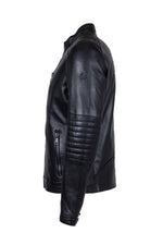 Black leather jacket with biker collar - Image n°10