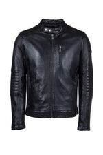 Black leather jacket with biker collar - Image n°8