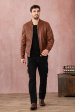 Slim lambskin bomber with moto collar and Patrouille de France patch. - Image n°9
