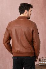 Slim lambskin bomber with moto collar and Patrouille de France patch. - Image n°8