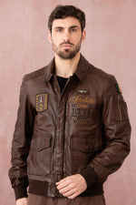 Slim Italian aviator jacket in Testa di Moro sheepskin leather. - Image n°4