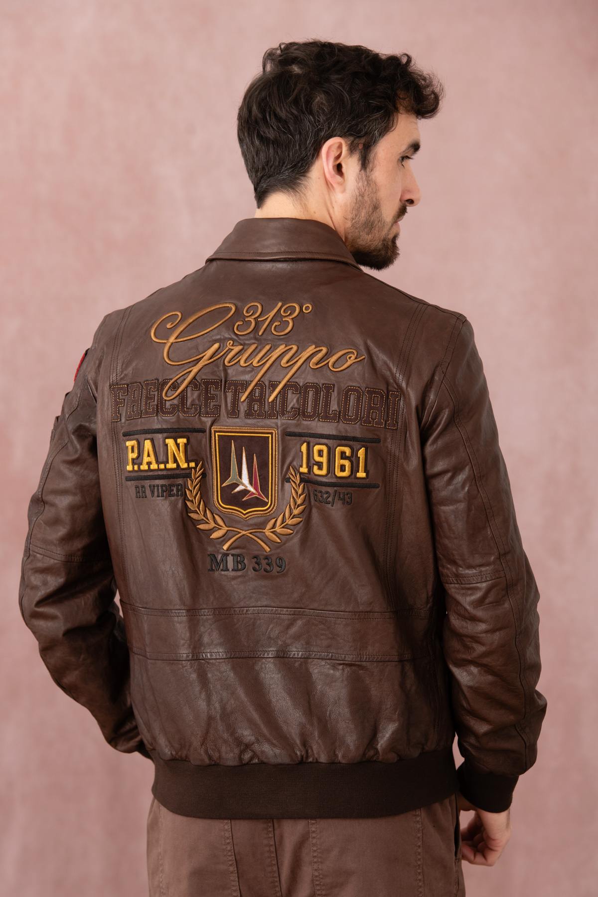 Slim Italian aviator jacket in Testa di Moro sheepskin leather. - Image n°2