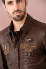 Slim Italian aviator jacket in Testa di Moro sheepskin leather. - Image n°6
