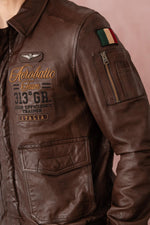 Slim Italian aviator jacket in Testa di Moro sheepskin leather. - Image n°5