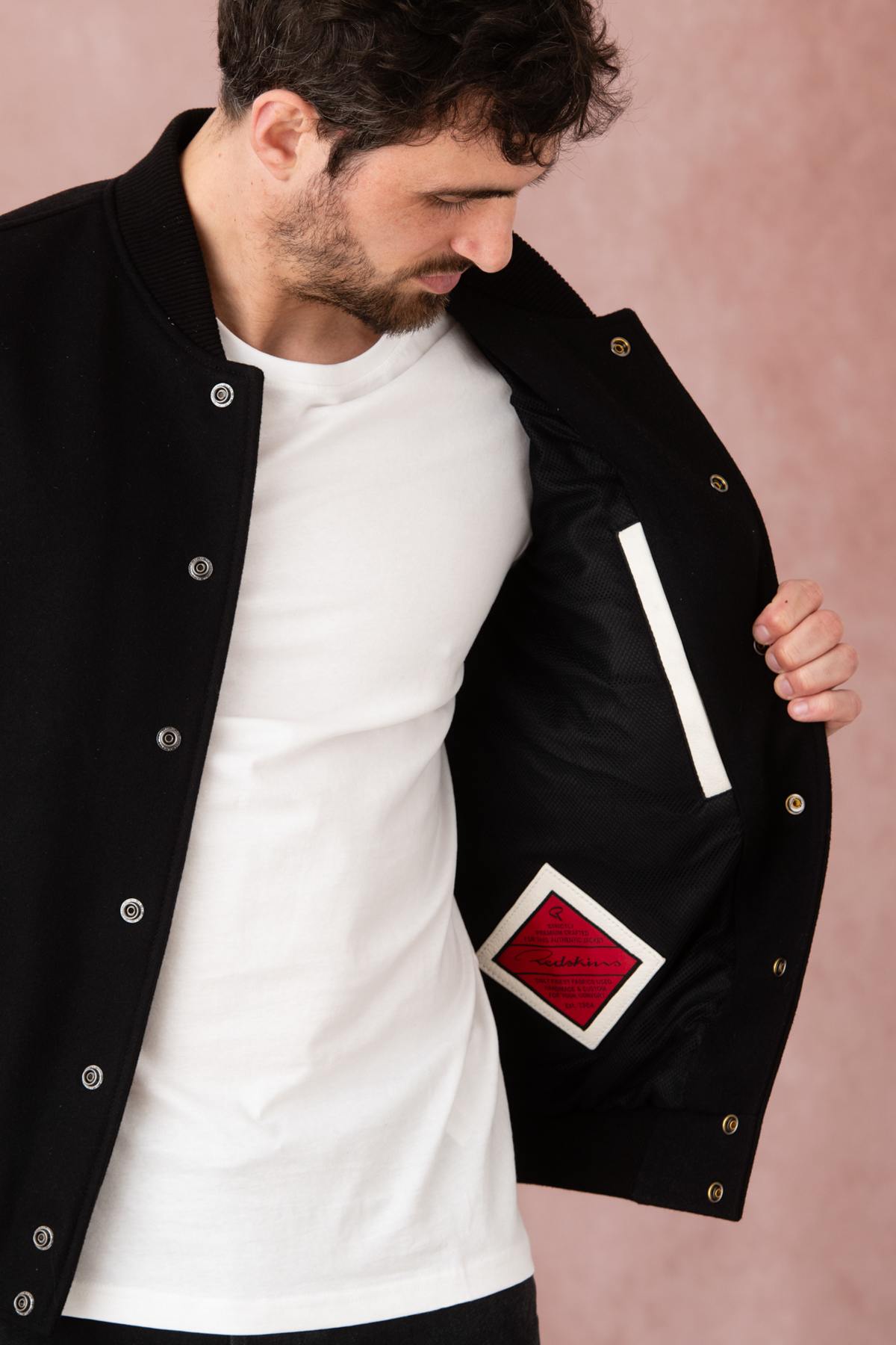 A slim-fit teddy jacket blending leather and nylon for urban style. - Image n°4