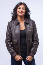Women's dark brown sheepskin jacket, slim-fit and lightweight. - Image n°2