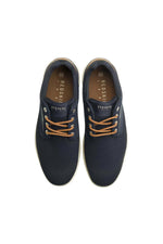 Navy blue and cognac textile sneakers - Image n°4