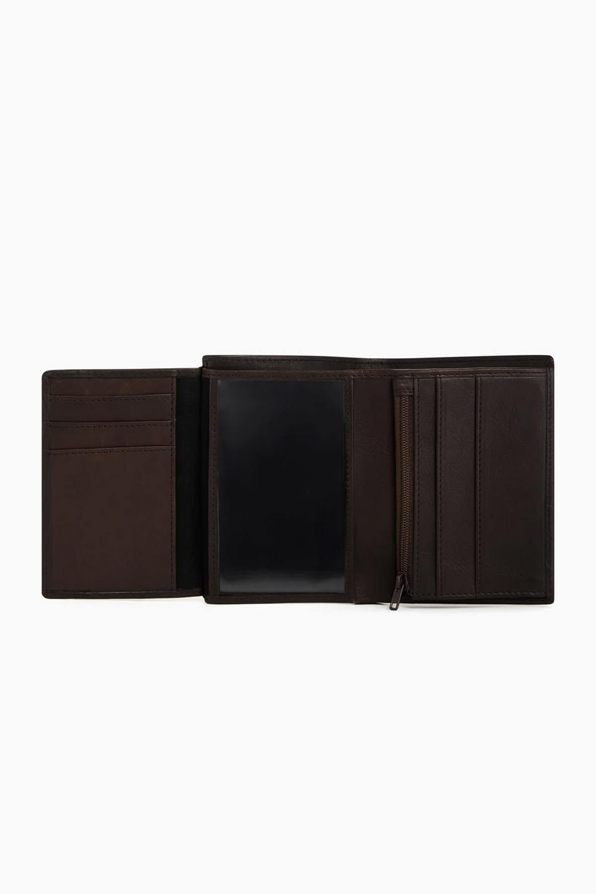 Brown 2-fold vertical leather wallet - Image n°3