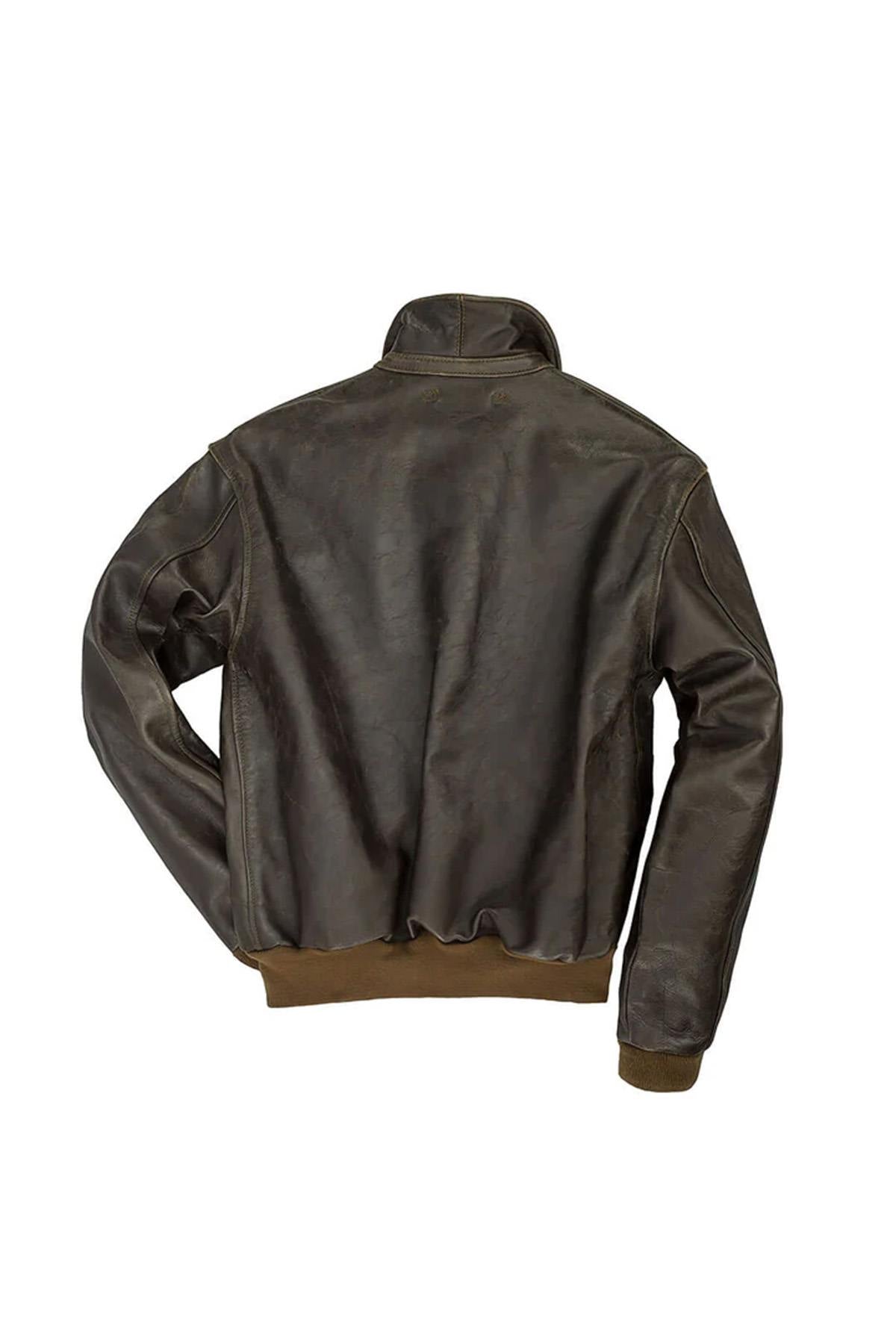 Brown leather aviator jacket - Image n°5