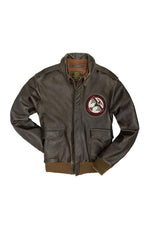 Brown leather aviator jacket - Image n°4