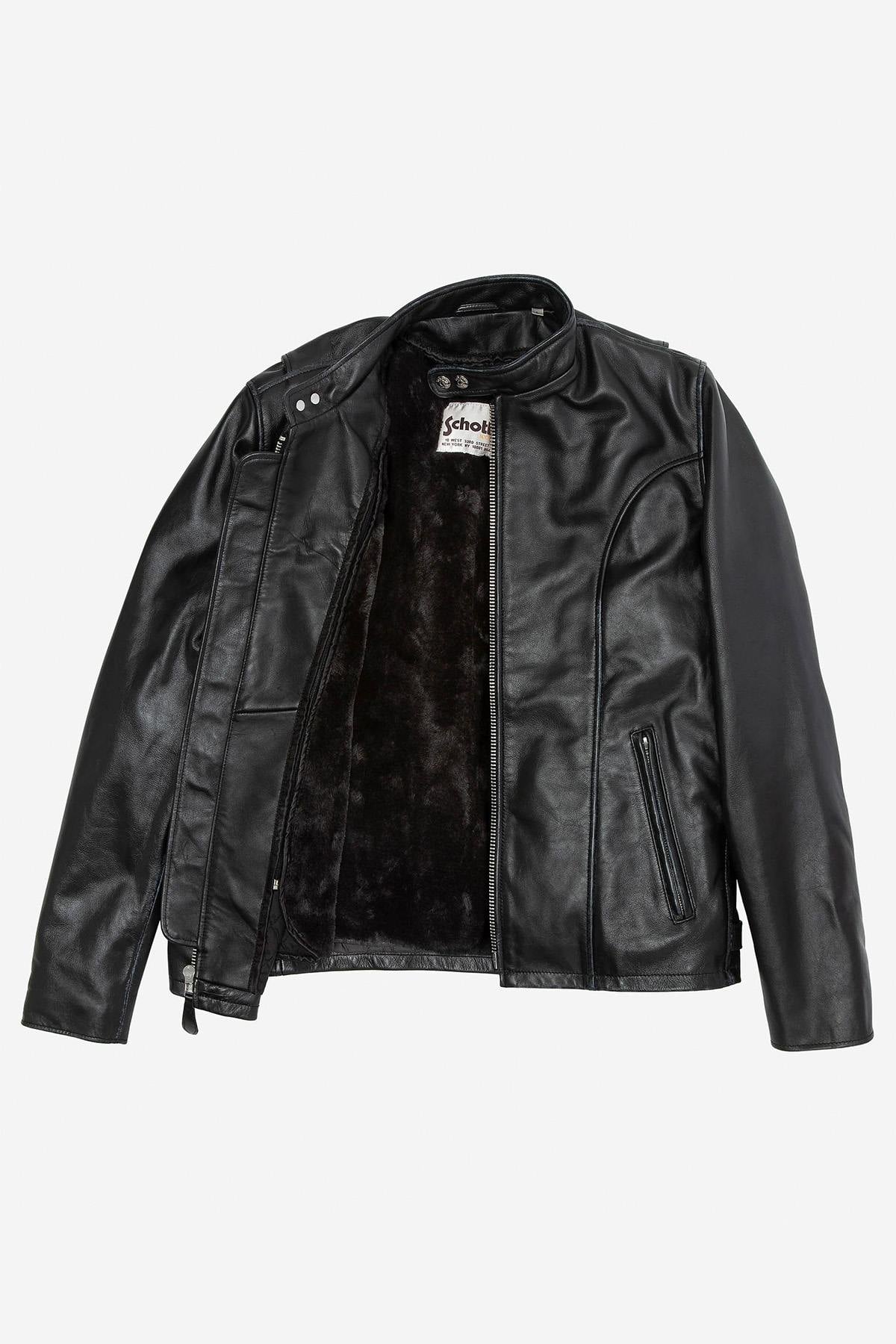 A timeless Schott cowhide jacket with biker collar and regular fit. - Image n°9