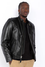 A timeless Schott cowhide jacket with biker collar and regular fit. - Image n°1