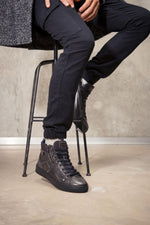 Charcoal leather sneakers - Image n°1
