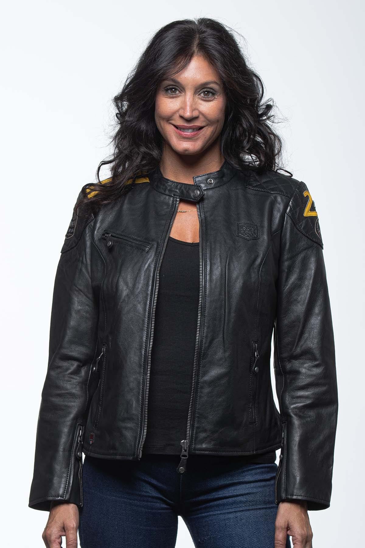 Black sheep leather jacket, sporty and all-season from 24h Le Mans. - Image n°1