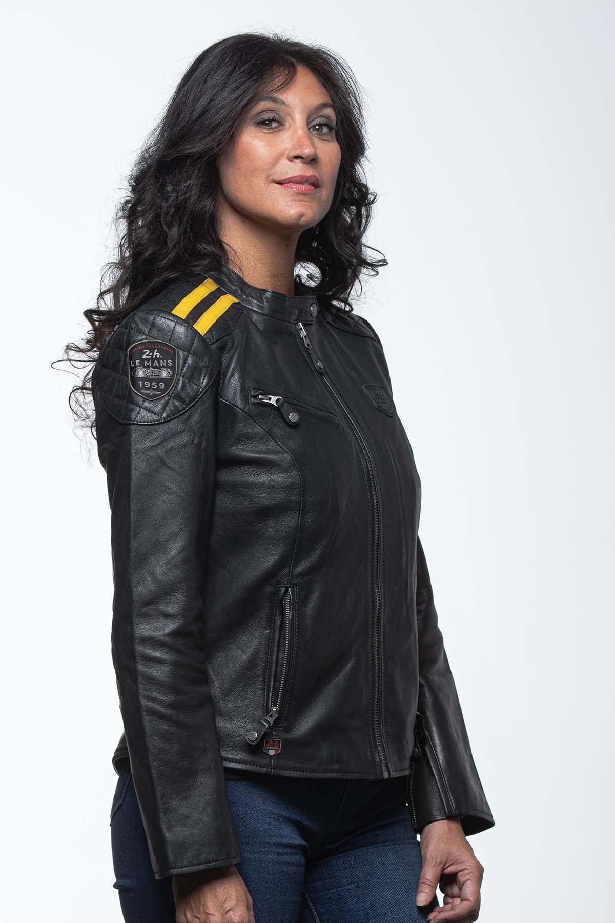 Black sheep leather jacket, sporty and all-season from 24h Le Mans. - Image n°2