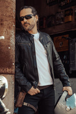 Daytona black lambskin jacket. Vegetable-tanned, moto collar. - Image n°8