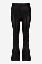 Black leather flared pants for women - Image n°4