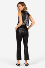 Black leather flared pants for women - Image n°3