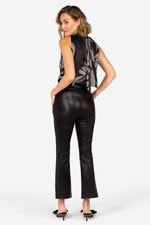 Black leather flared pants for women - Image n°3